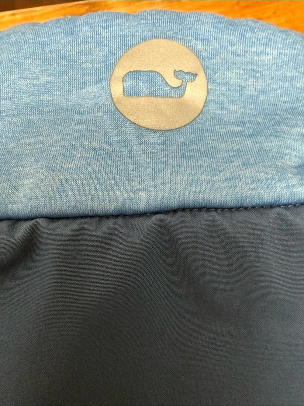 Vineyard Vines Men's Light Blue Orange Quarter-Zip with Navy Panels Fleece - Picture 10 of 10
